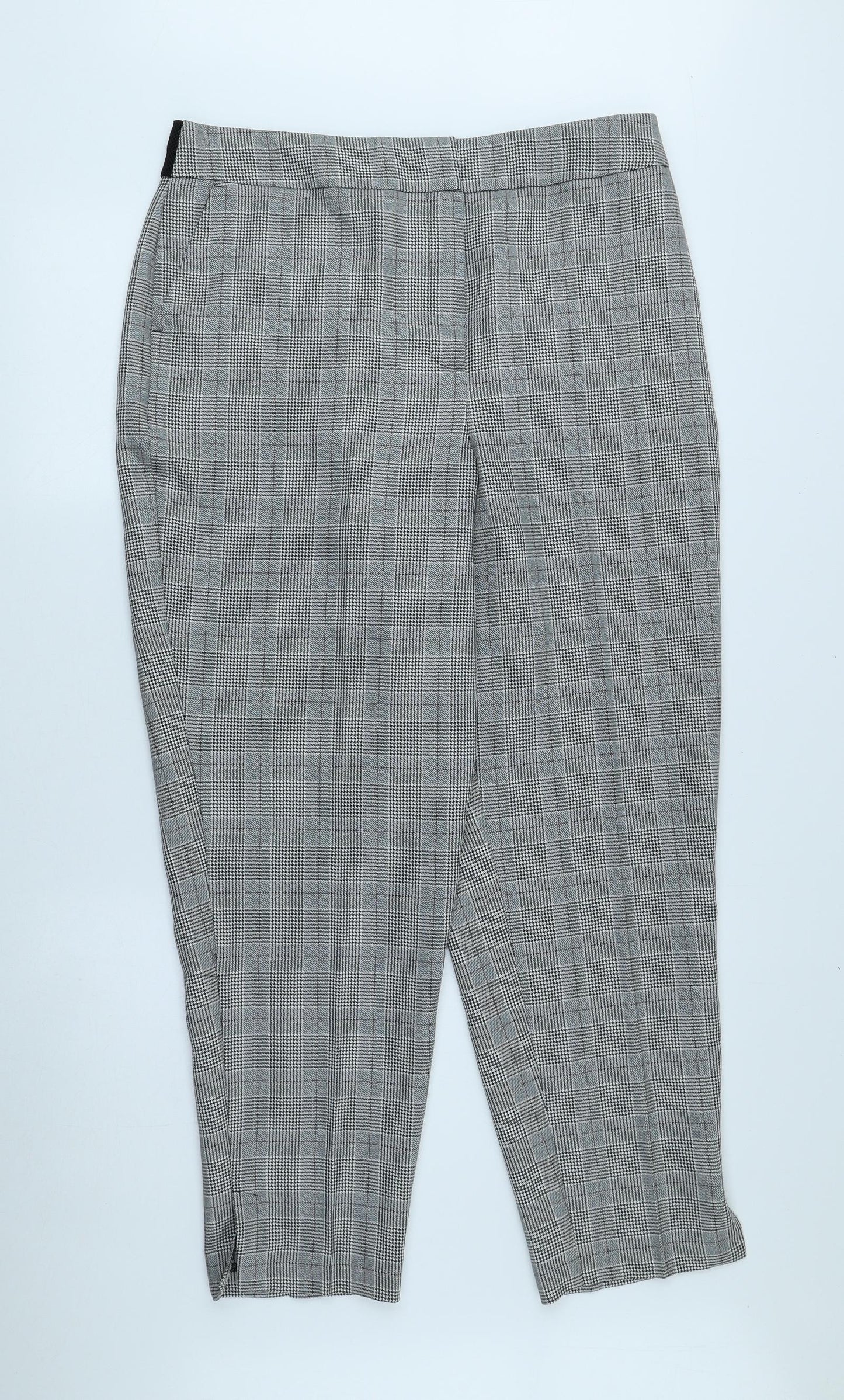 ET VOUS Womens Grey Plaid Polyester Trousers Size 16 L26 in Regular Zip