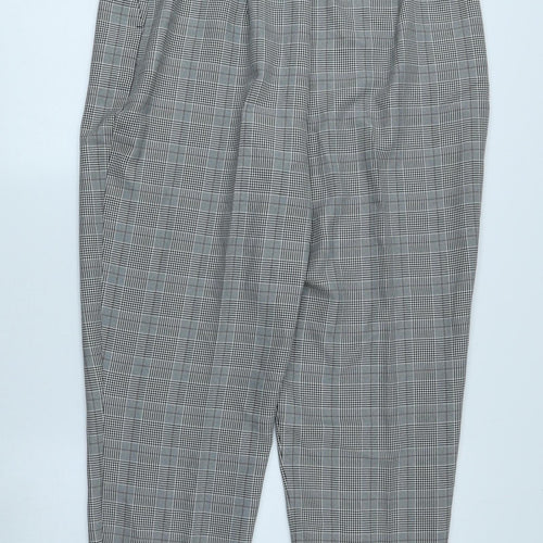 ET VOUS Womens Grey Plaid Polyester Trousers Size 16 L26 in Regular Zip
