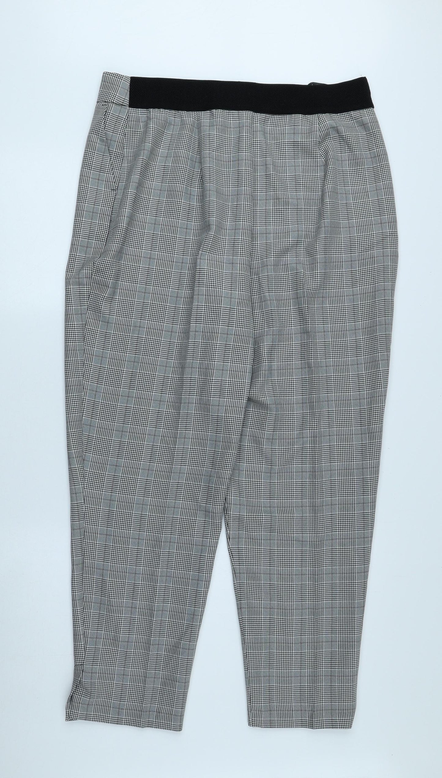 ET VOUS Womens Grey Plaid Polyester Trousers Size 16 L26 in Regular Zip