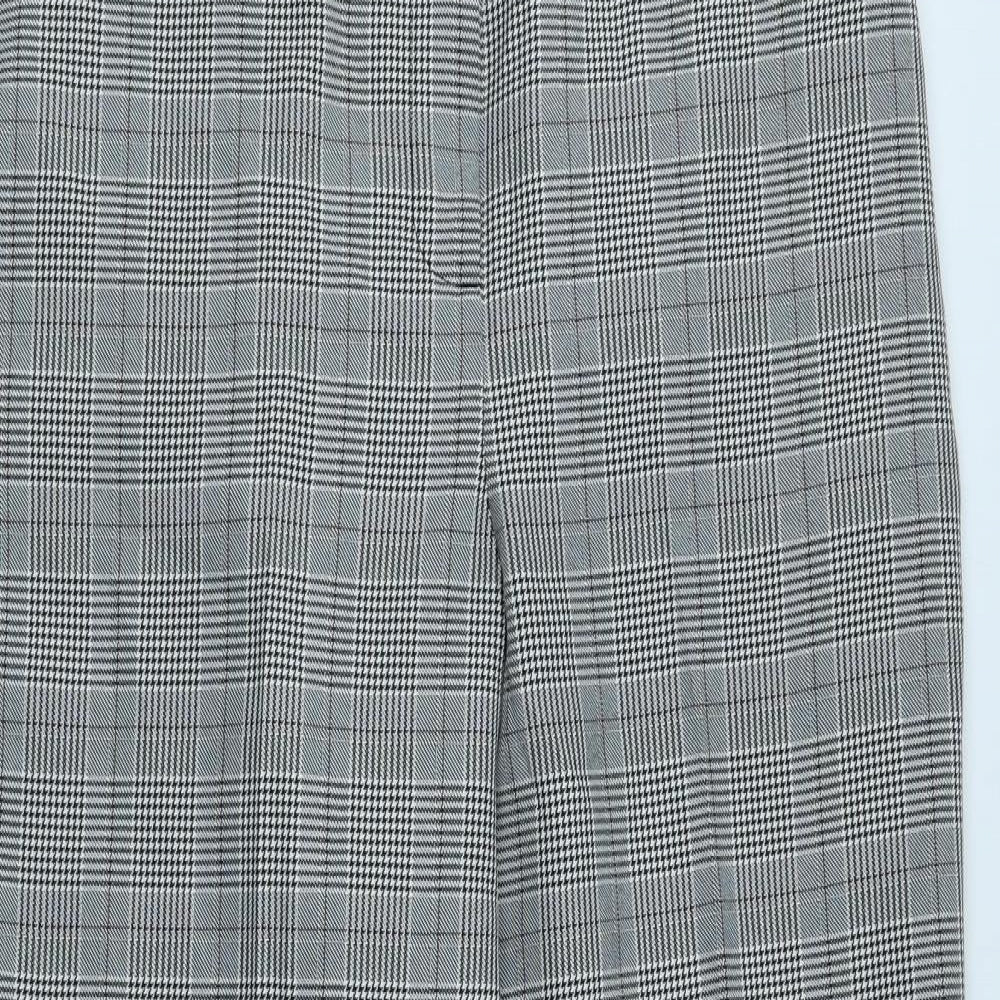 ET VOUS Womens Grey Plaid Polyester Trousers Size 16 L26 in Regular Zip