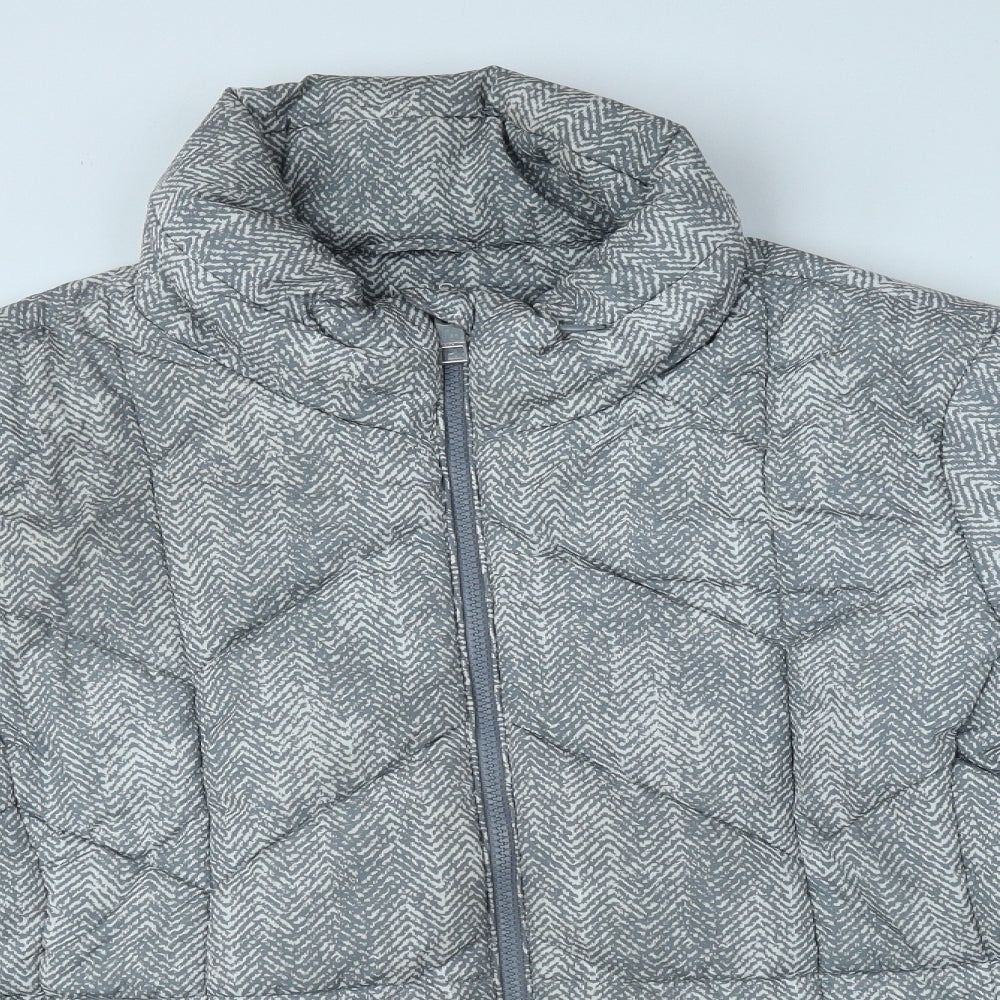 Marks and Spencer Womens Grey Herringbone Puffer Jacket Coat Size 20 Zip