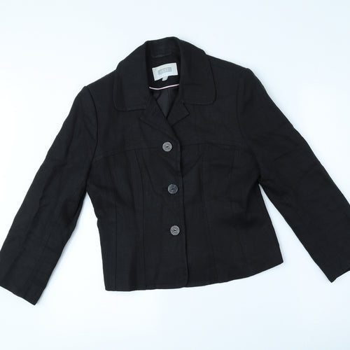 NEXT Womens Black Linen Jacket Blazer Size 10