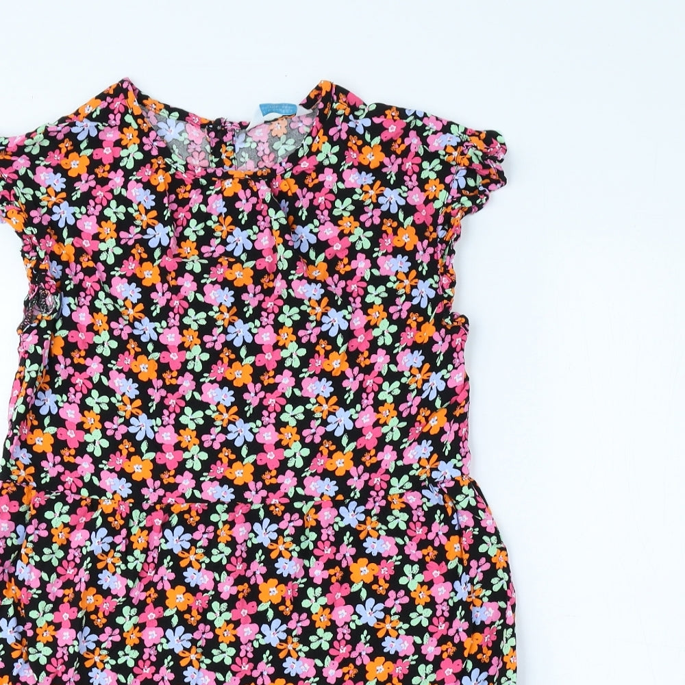 Primark Girls Multicoloured Floral Polyester A-Line Size 10-11 Years Round Neck Button