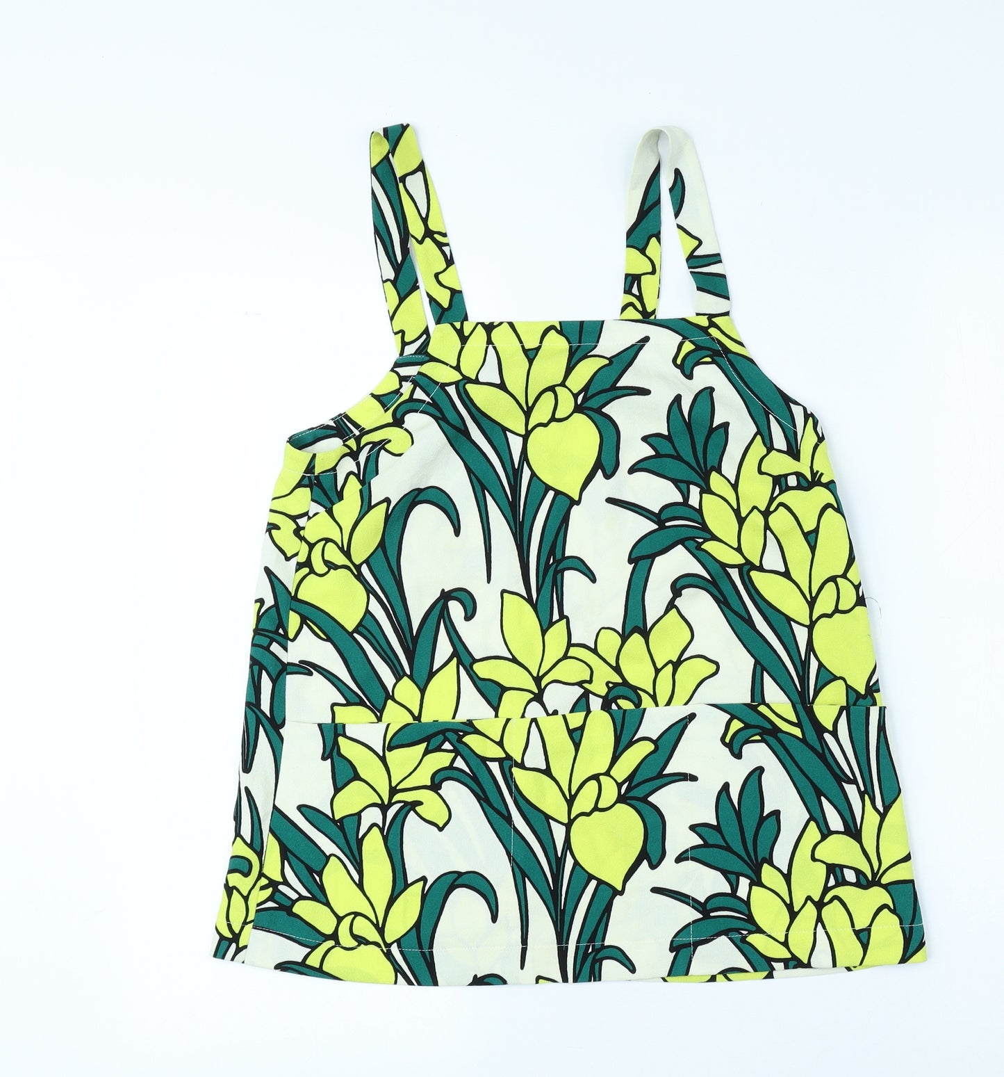 Topshop Womens Ivory Floral Polyester Basic Tank Size 8 Square Neck
