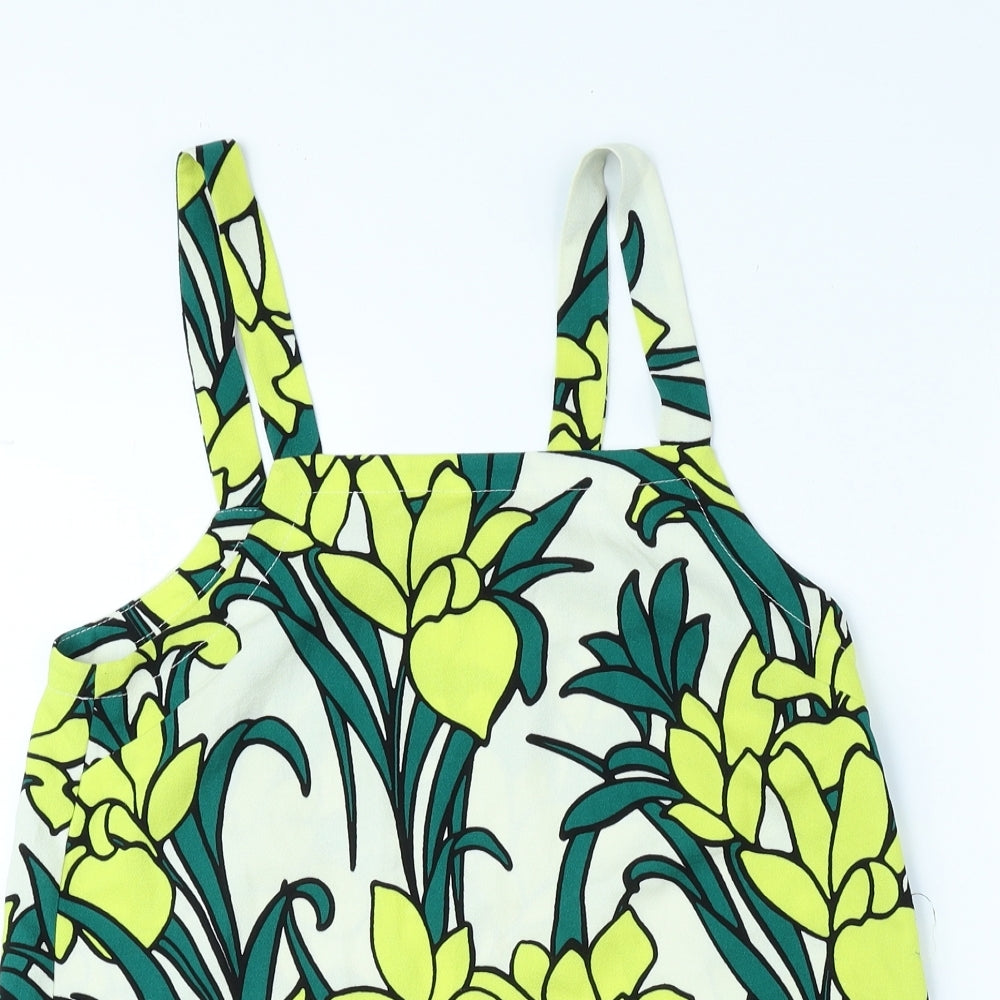 Topshop Womens Ivory Floral Polyester Basic Tank Size 8 Square Neck