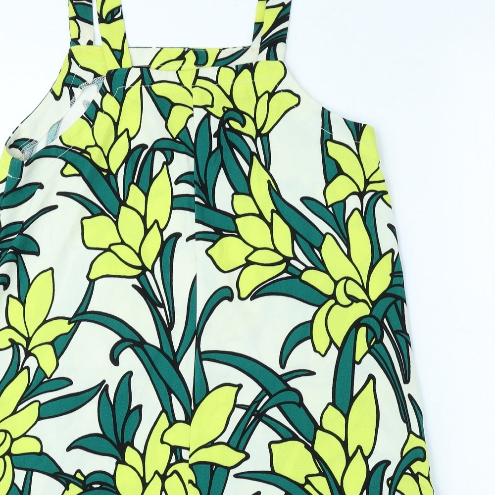 Topshop Womens Ivory Floral Polyester Basic Tank Size 8 Square Neck