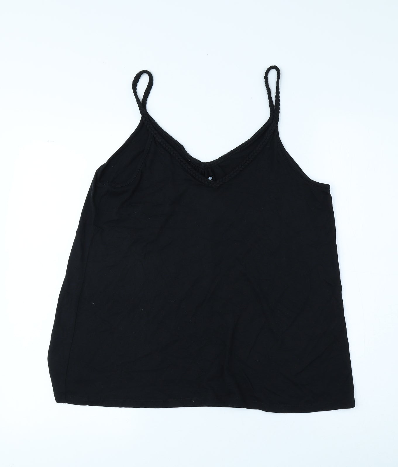 TU Womens Black Cotton Camisole T-Shirt Size 12 V-Neck