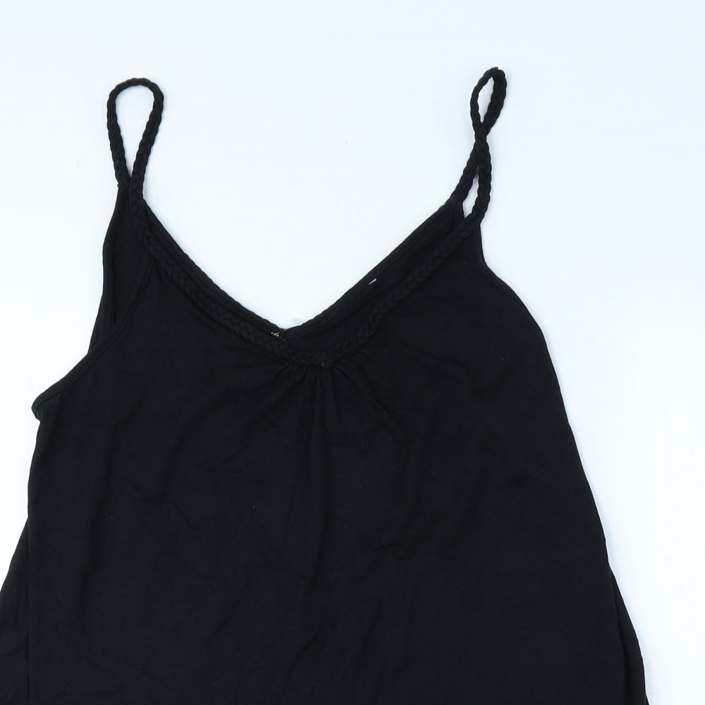 TU Womens Black Cotton Camisole T-Shirt Size 12 V-Neck