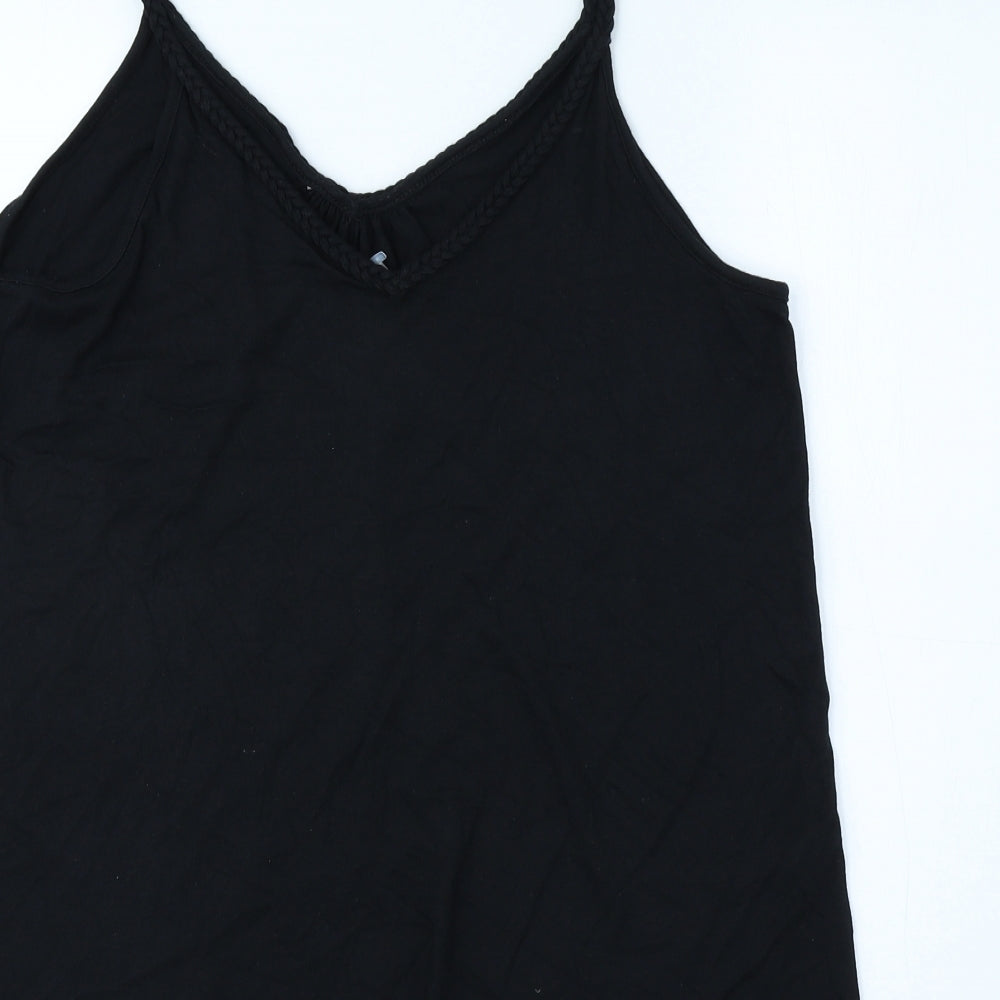 TU Womens Black Cotton Camisole T-Shirt Size 12 V-Neck