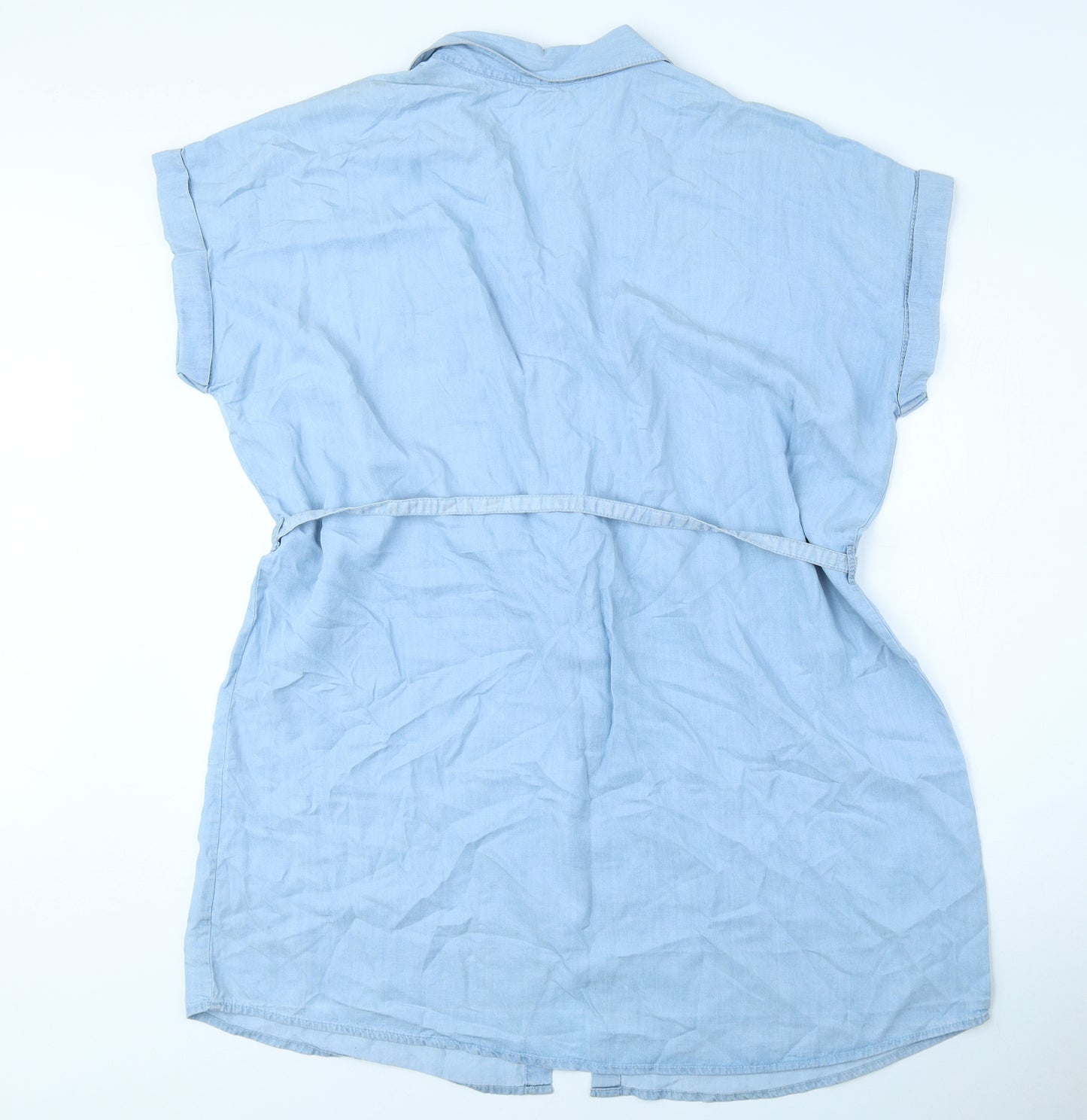 F&F Womens Blue Lyocell Shirt Dress Size 20 Collared Button