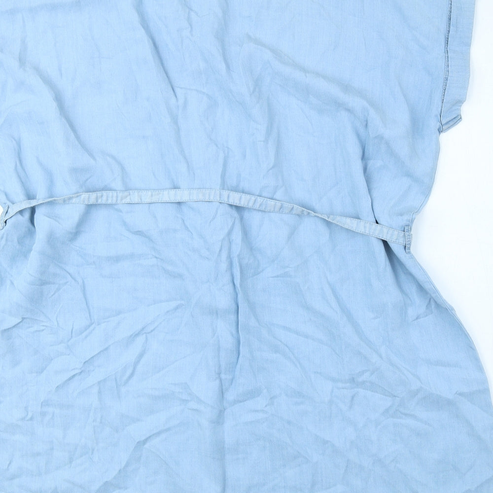 F&F Womens Blue Lyocell Shirt Dress Size 20 Collared Button