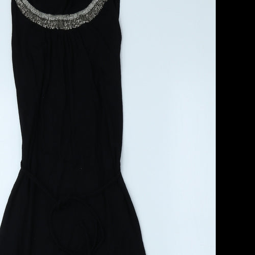 Monsoon Womens Black Viscose A-Line Size S Crew Neck Pullover