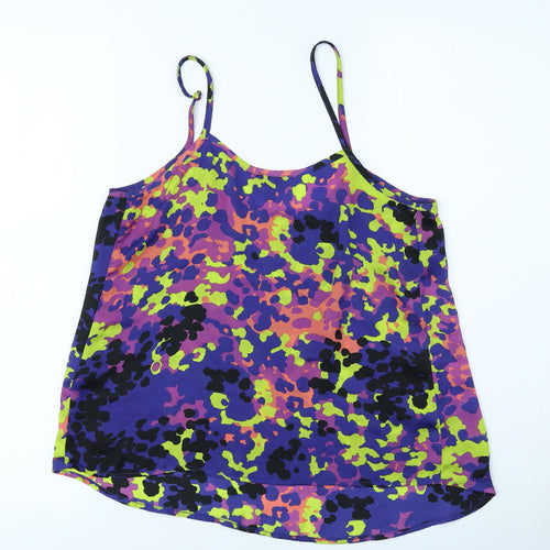 Topshop Womens Multicoloured Geometric Polyester Camisole Tank Size 8 Crew Neck - See through, tie-dye