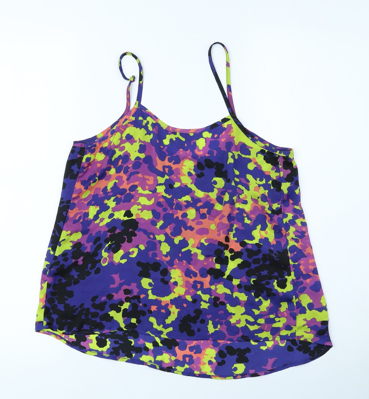 Topshop Womens Multicoloured Geometric Polyester Camisole Tank Size 8 Crew Neck - See through, tie-dye