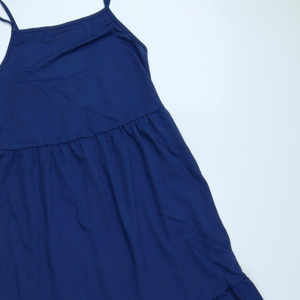 Papaya Womens Blue Viscose Tank Dress Size 8 Square Neck Pullover