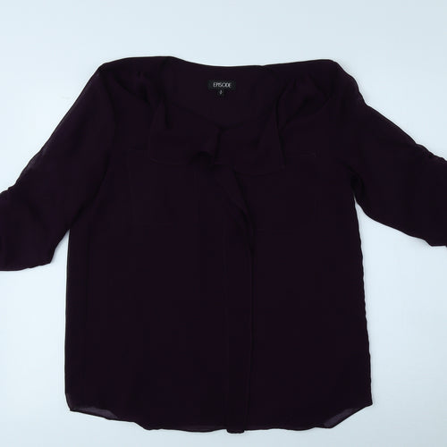 Episode Womens Purple Polyester Basic Blouse Size S Collared