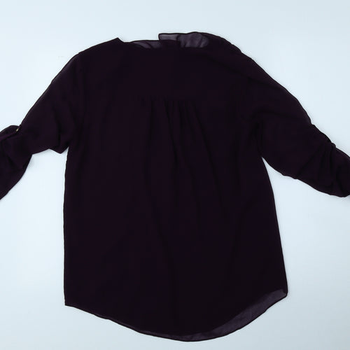 Episode Womens Purple Polyester Basic Blouse Size S Collared