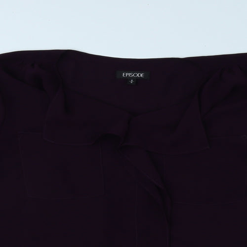 Episode Womens Purple Polyester Basic Blouse Size S Collared