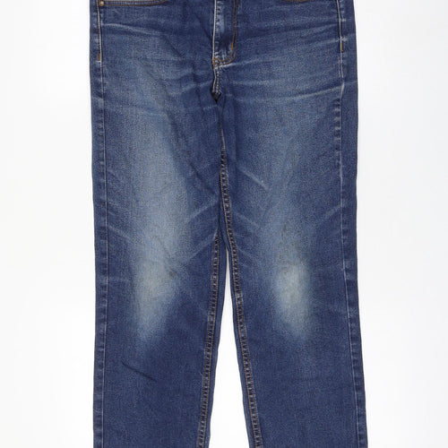 Cotton Traders Womens Blue Cotton Straight Jeans Size 32 in L27 in Regular Zip