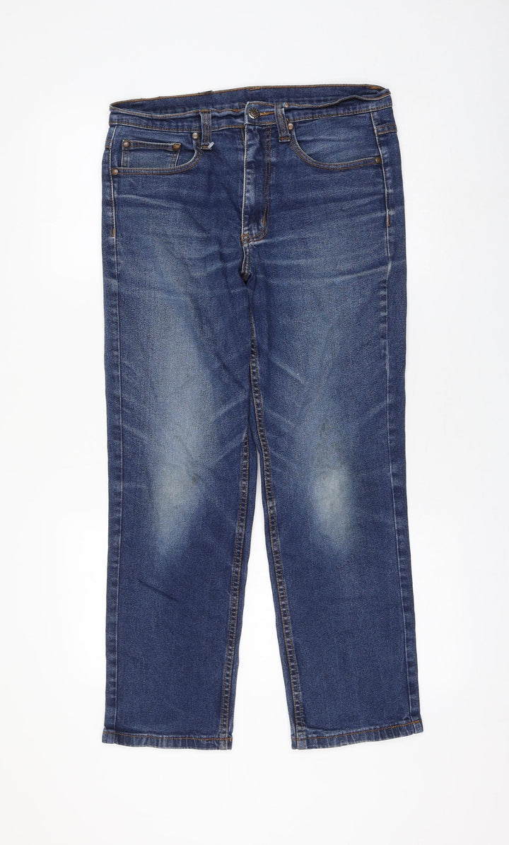 Cotton Traders Womens Blue Cotton Straight Jeans Size 32 in L27 in Regular Zip