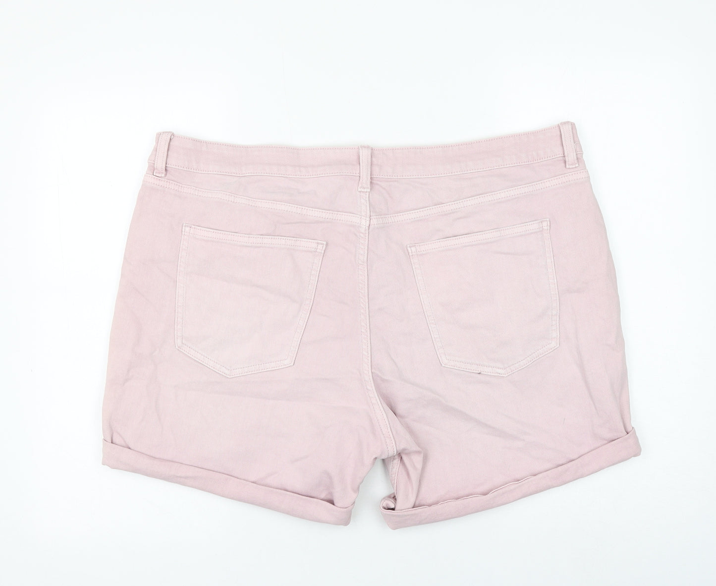 Marks and Spencer Womens Pink Cotton Boyfriend Shorts Size 20 L5 in Regular Zip