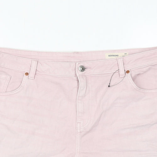 Marks and Spencer Womens Pink Cotton Boyfriend Shorts Size 20 L5 in Regular Zip