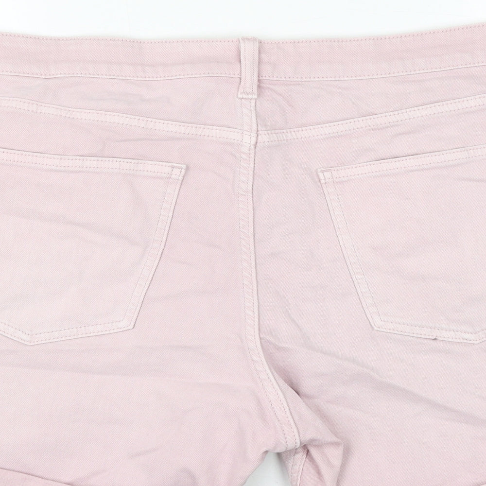 Marks and Spencer Womens Pink Cotton Boyfriend Shorts Size 20 L5 in Regular Zip