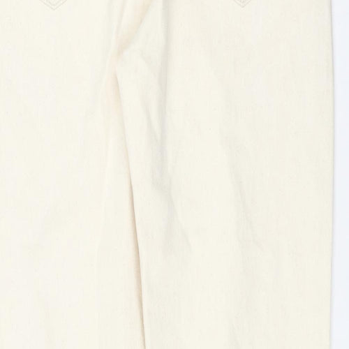 Autograph Womens Ivory Cotton Tapered Jeans Size 32 in L33 in Regular Zip