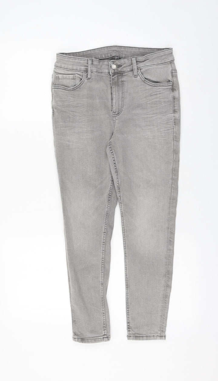 Marks and Spencer Womens Grey Viscose Skinny Jeans Size 6 L23 in Regular Zip