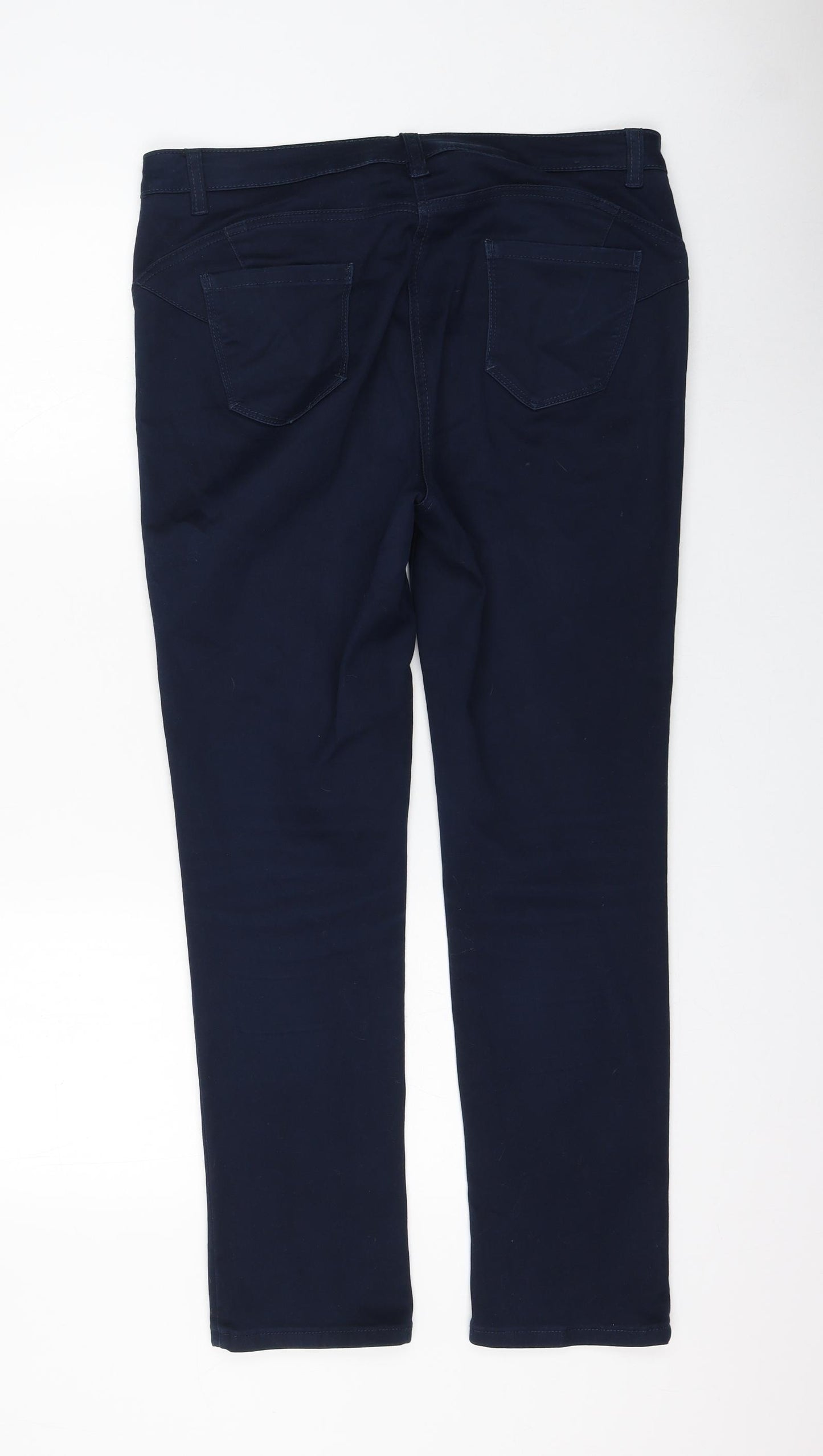 Bonmarché Womens Blue Cotton Straight Jeans Size 14 L27 in Regular Zip