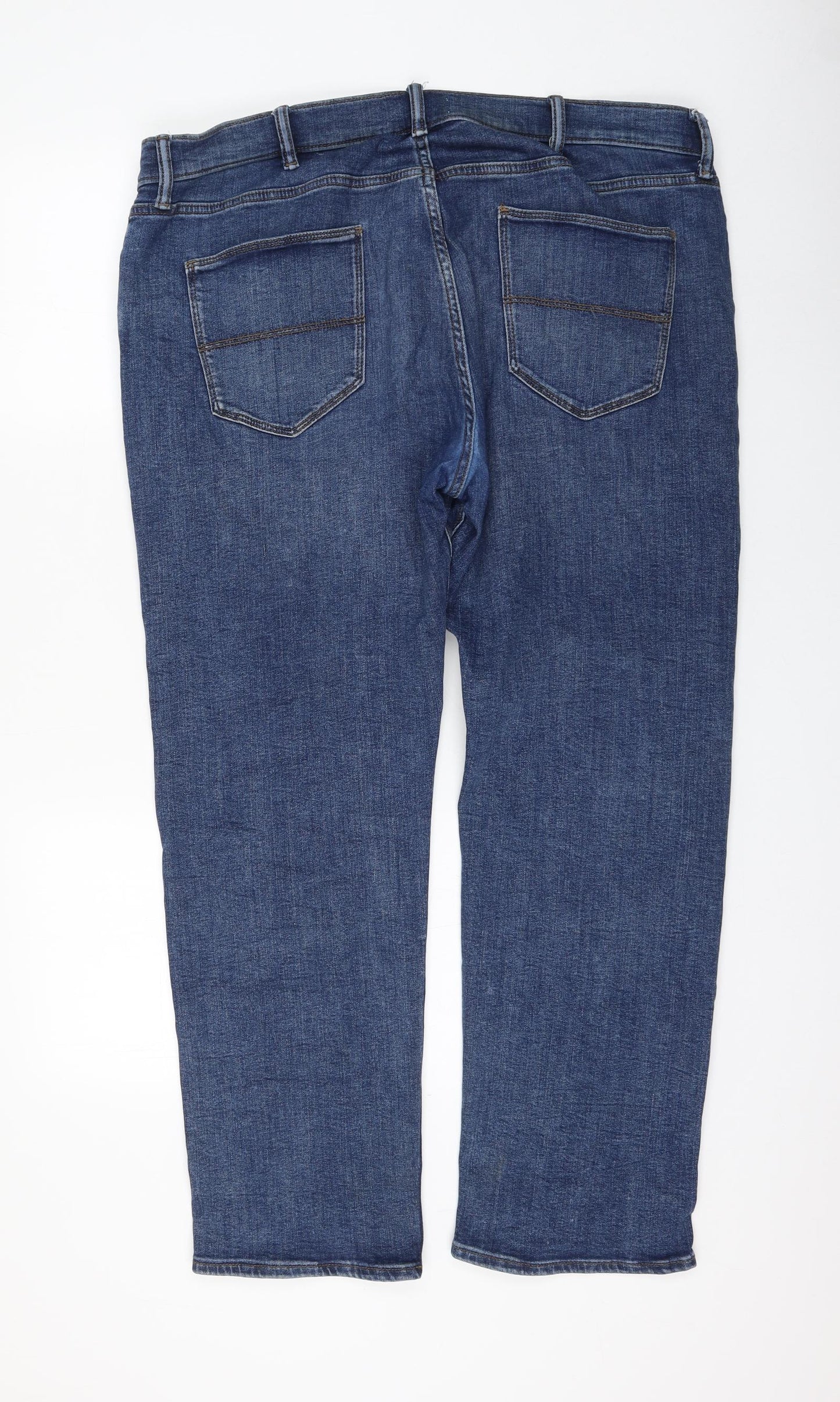 Marks and Spencer Womens Blue Cotton Straight Jeans Size 38 in L29 in Regular Zip