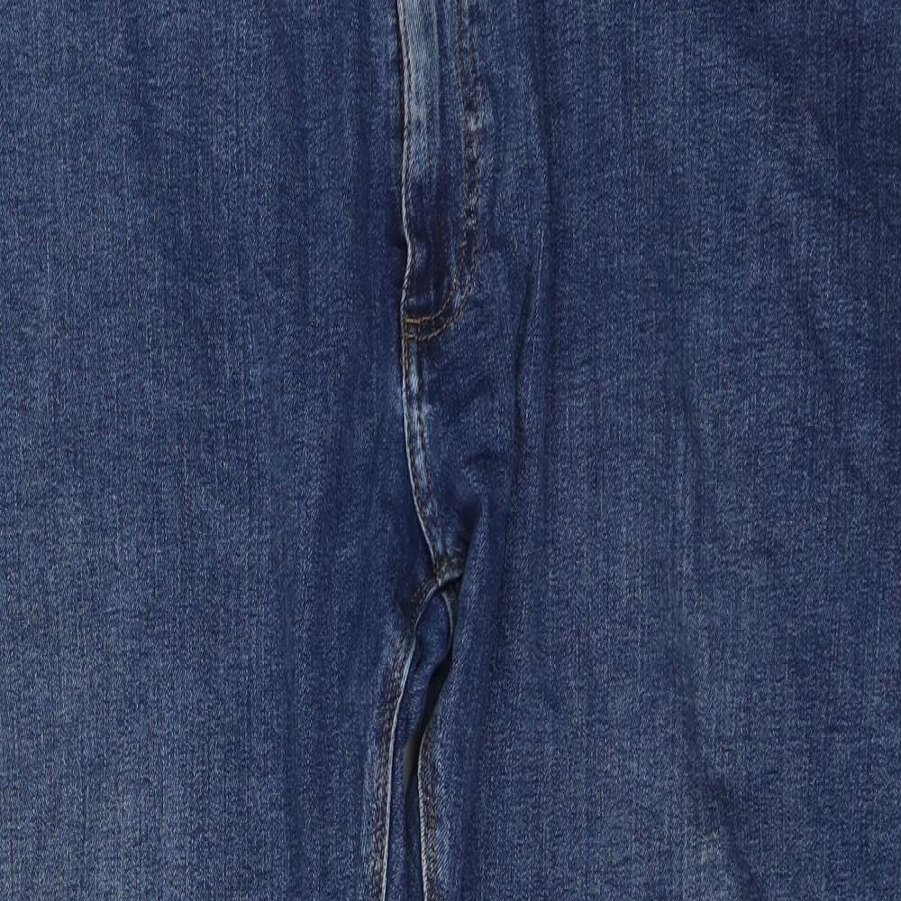 Marks and Spencer Womens Blue Cotton Straight Jeans Size 38 in L29 in Regular Zip