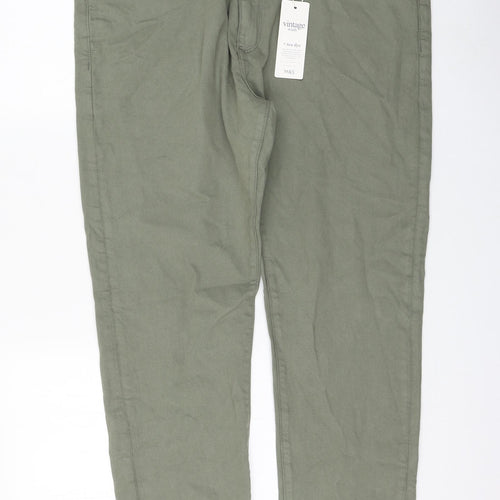 Marks and Spencer Womens Green Cotton Skinny Jeans Size 40 in L31 in Regular Zip