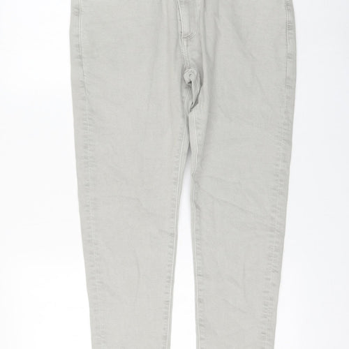 Marks and Spencer Womens Grey Cotton Skinny Jeans Size 32 in L31 in Regular Zip