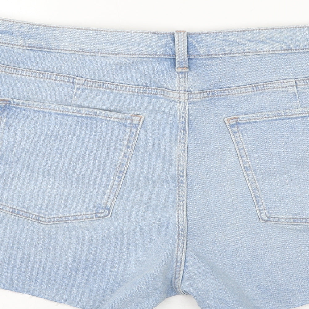 Marks and Spencer Womens Blue Cotton Cut-Off Shorts Size 20 L5 in Regular Zip