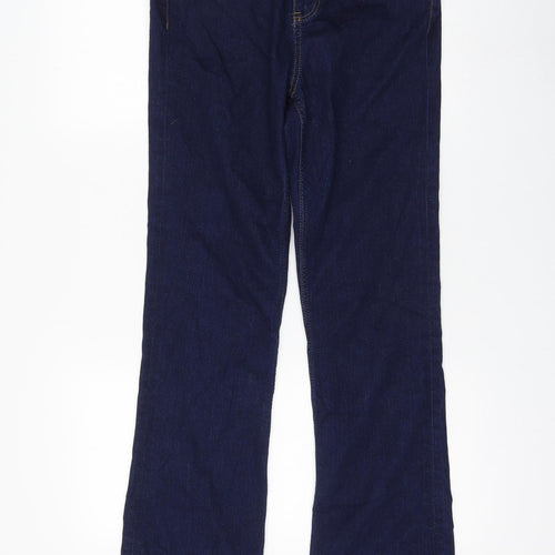 Marks and Spencer Womens Blue Cotton Bootcut Jeans Size 12 L31 in Regular Zip