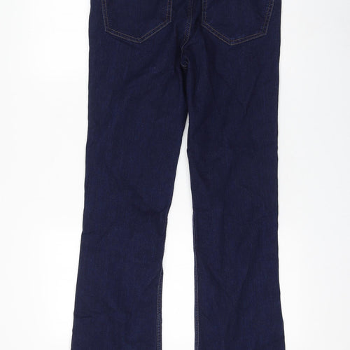 Marks and Spencer Womens Blue Cotton Bootcut Jeans Size 12 L31 in Regular Zip