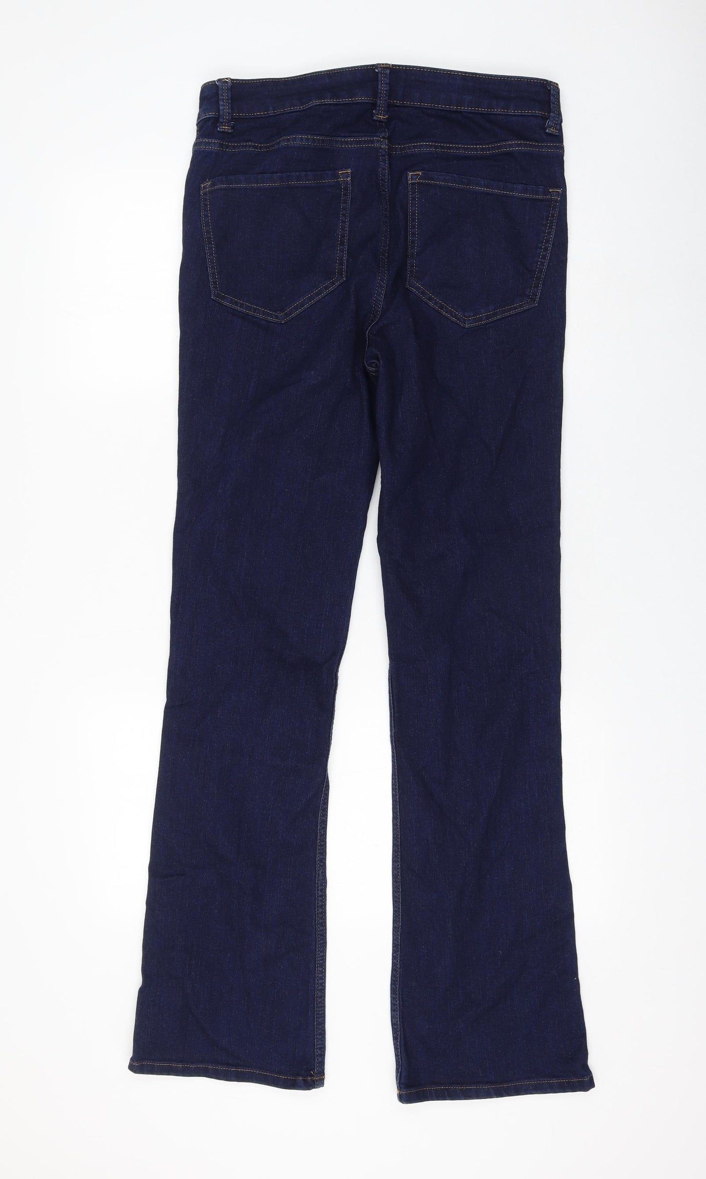 Marks and Spencer Womens Blue Cotton Bootcut Jeans Size 12 L31 in Regular Zip