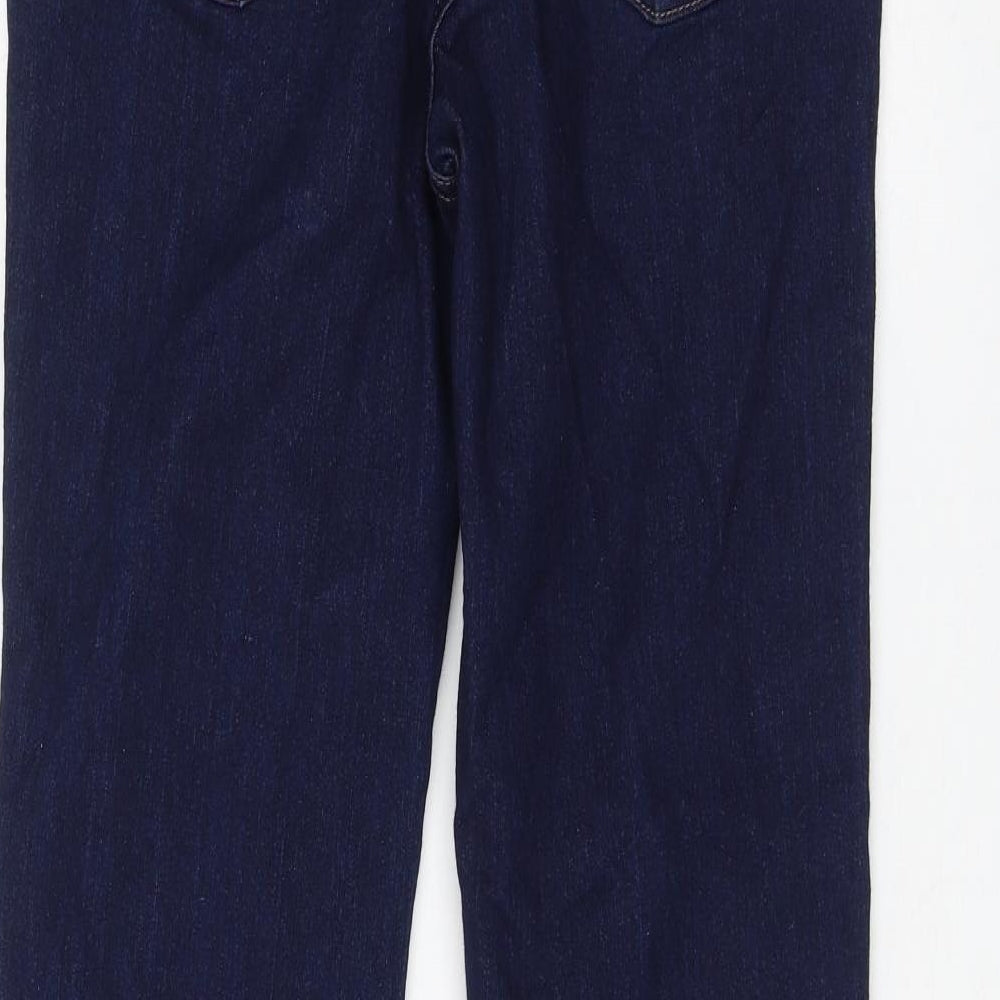 Marks and Spencer Womens Blue Cotton Bootcut Jeans Size 12 L31 in Regular Zip