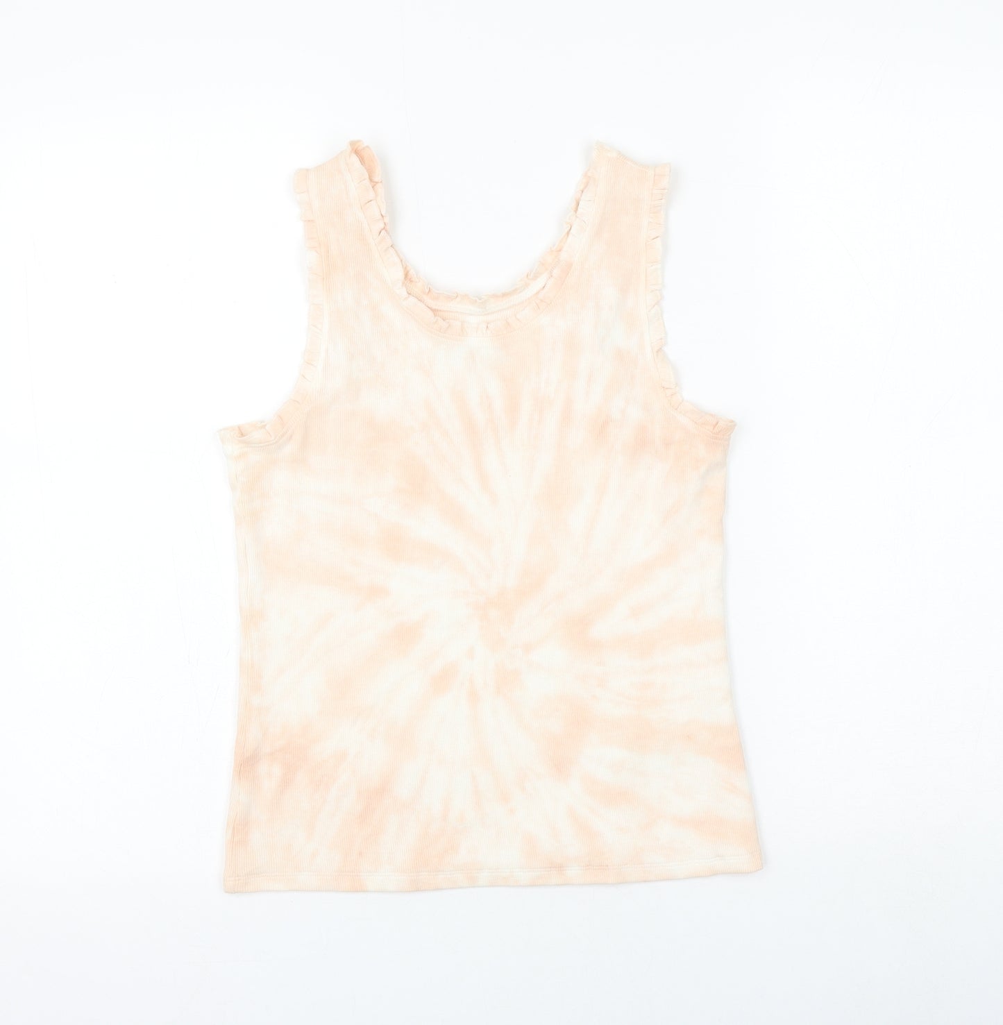 Marks and Spencer Girls Pink Cotton Basic Tank Size 13-14 Years Round Neck Pullover - Tie Dye