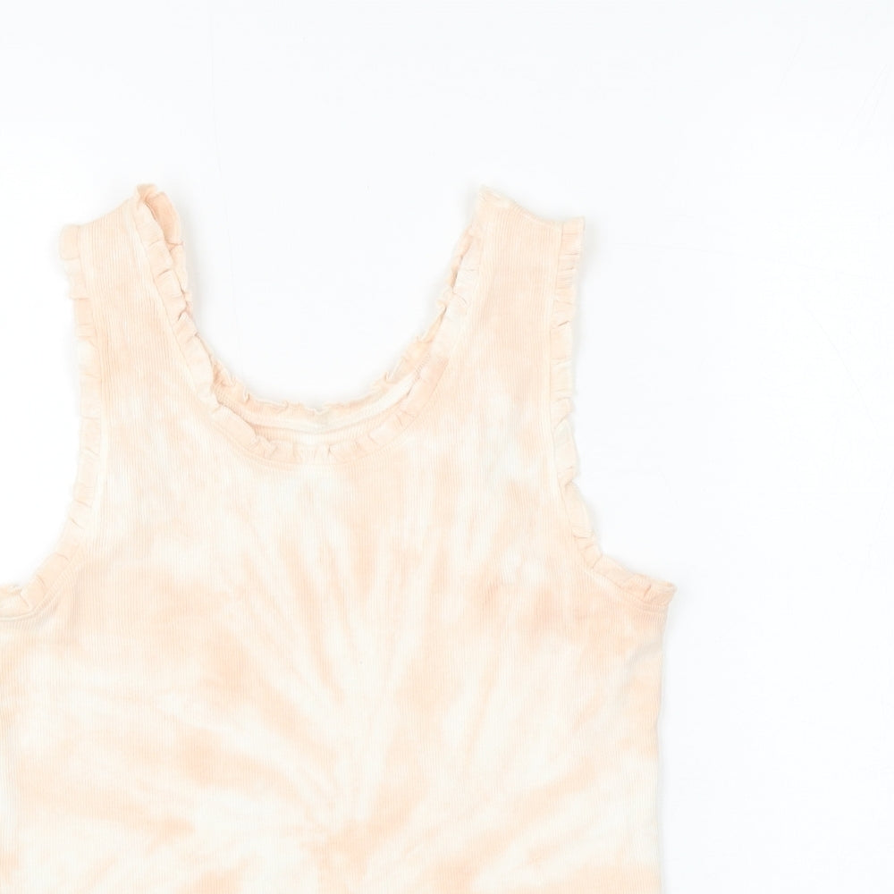 Marks and Spencer Girls Pink Cotton Basic Tank Size 13-14 Years Round Neck Pullover - Tie Dye
