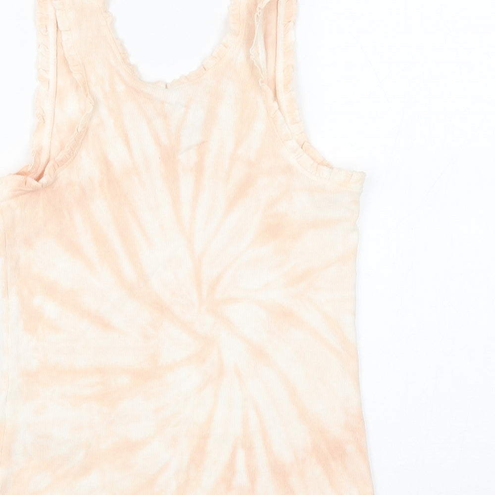 Marks and Spencer Girls Pink Cotton Basic Tank Size 13-14 Years Round Neck Pullover - Tie Dye