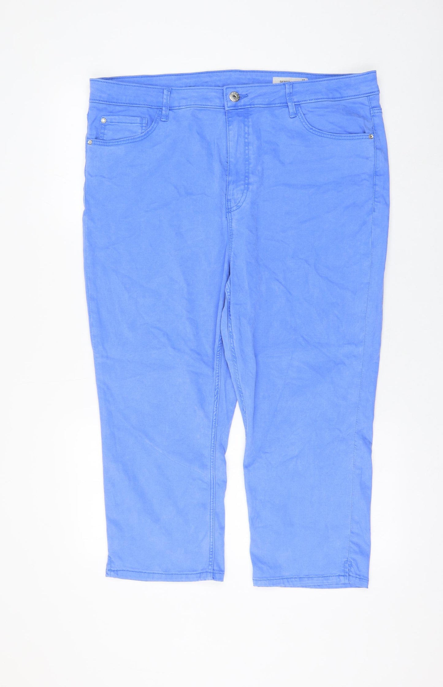 Marks and Spencer Womens Blue Lyocell Cropped Jeans Size 20 L21 in Regular Zip