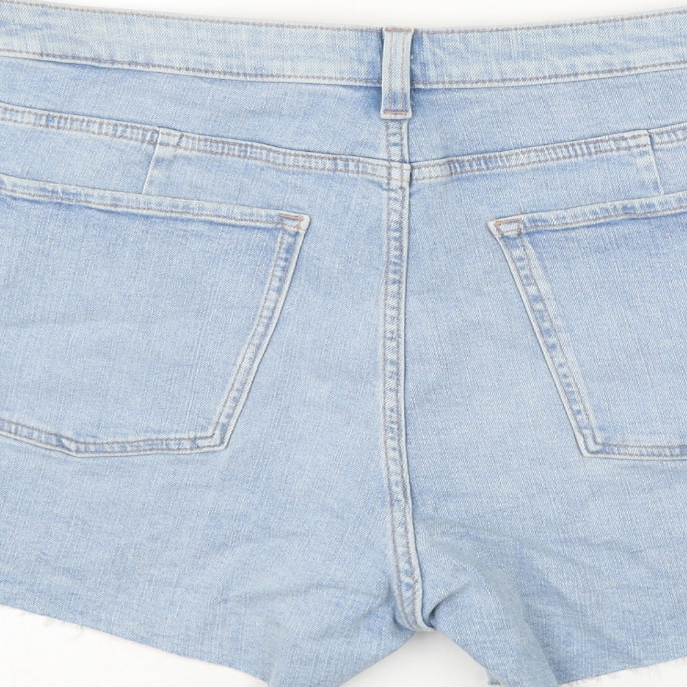 Marks and Spencer Womens Blue Cotton Hot Pants Shorts Size 20 L4 in Regular Zip