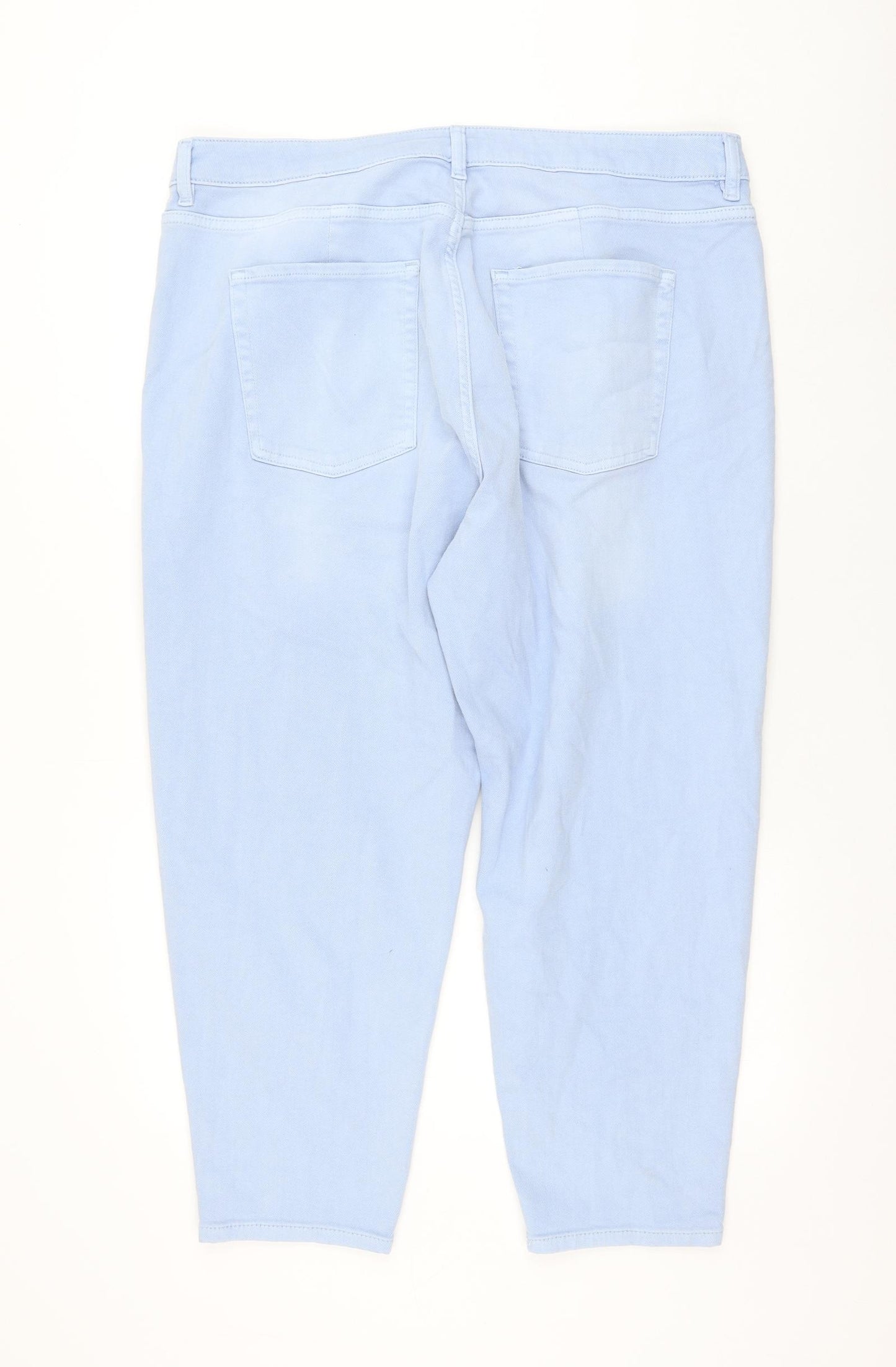 Marks and Spencer Womens Blue Cotton Mom Jeans Size 20 L25 in Regular Zip
