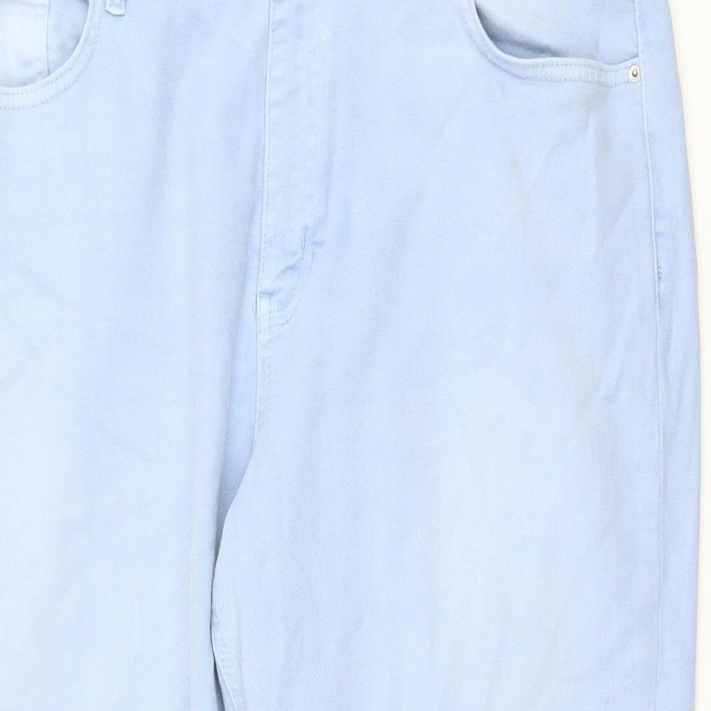 Marks and Spencer Womens Blue Cotton Mom Jeans Size 20 L25 in Regular Zip