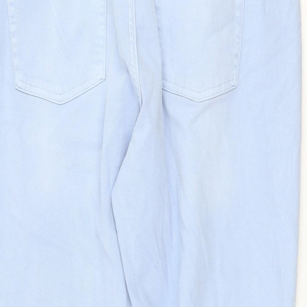 Marks and Spencer Womens Blue Cotton Mom Jeans Size 20 L25 in Regular Zip