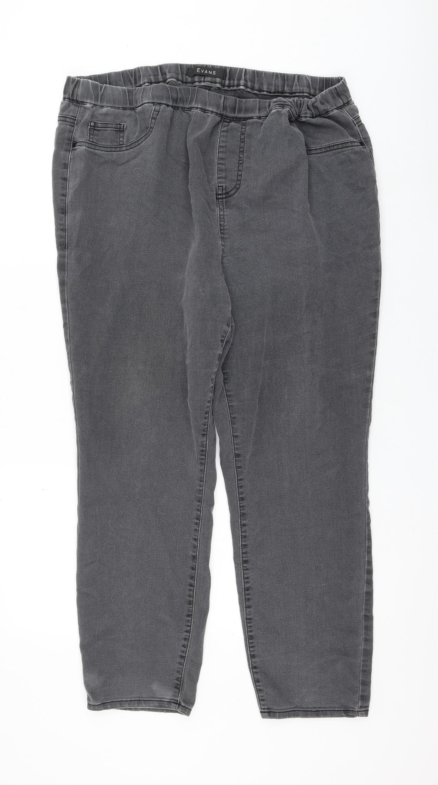 Evans Womens Grey Cotton Jegging Jeans Size 20 L25 in Regular