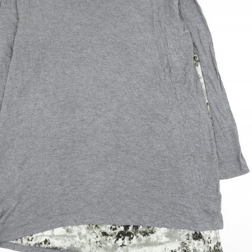 Anthology Womens Grey Geometric Polyester Tunic Blouse Size 14 Round Neck - Asymmetric
