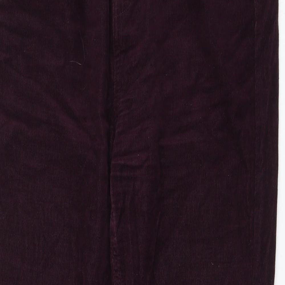 Marks and Spencer Womens Purple Cotton Trousers Size 14 L31 in Regular Zip